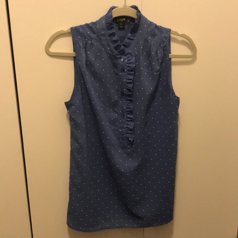 J crew polka dot sleeveless blouse